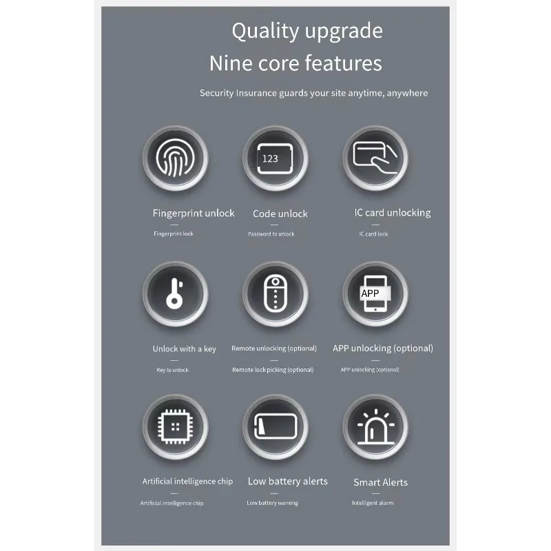 [2026]WiFi Connected Waterproof Glass Aluminum Alloy Door Large Handle Smart Fingerprint Code Keyless Entry Broken Bridge Stainl