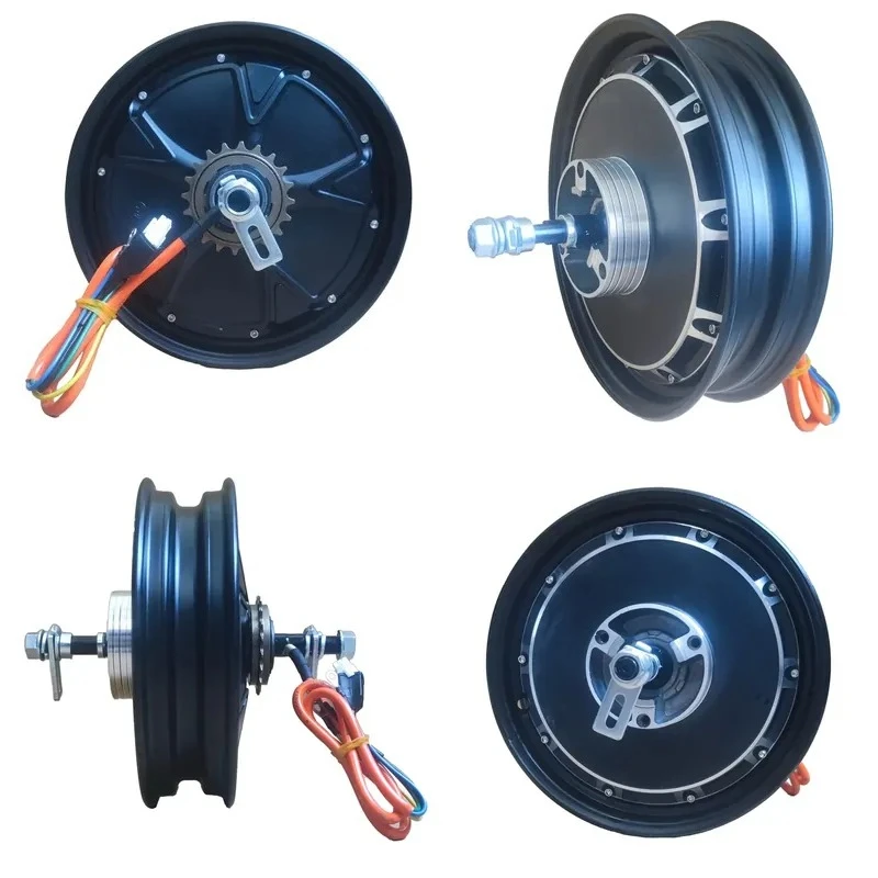 Brushless DC Rear Hub Motor 10/16 Inch Chain Drive 48V 72V Multiple Power Electric Scooter E-Motorcycle Retrofit Wheel Motor