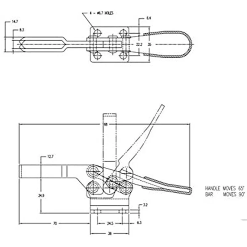 Quick Release penjepit pelat Horizontal, alat Tangan tahan ujung tekanan karet, 225D(4