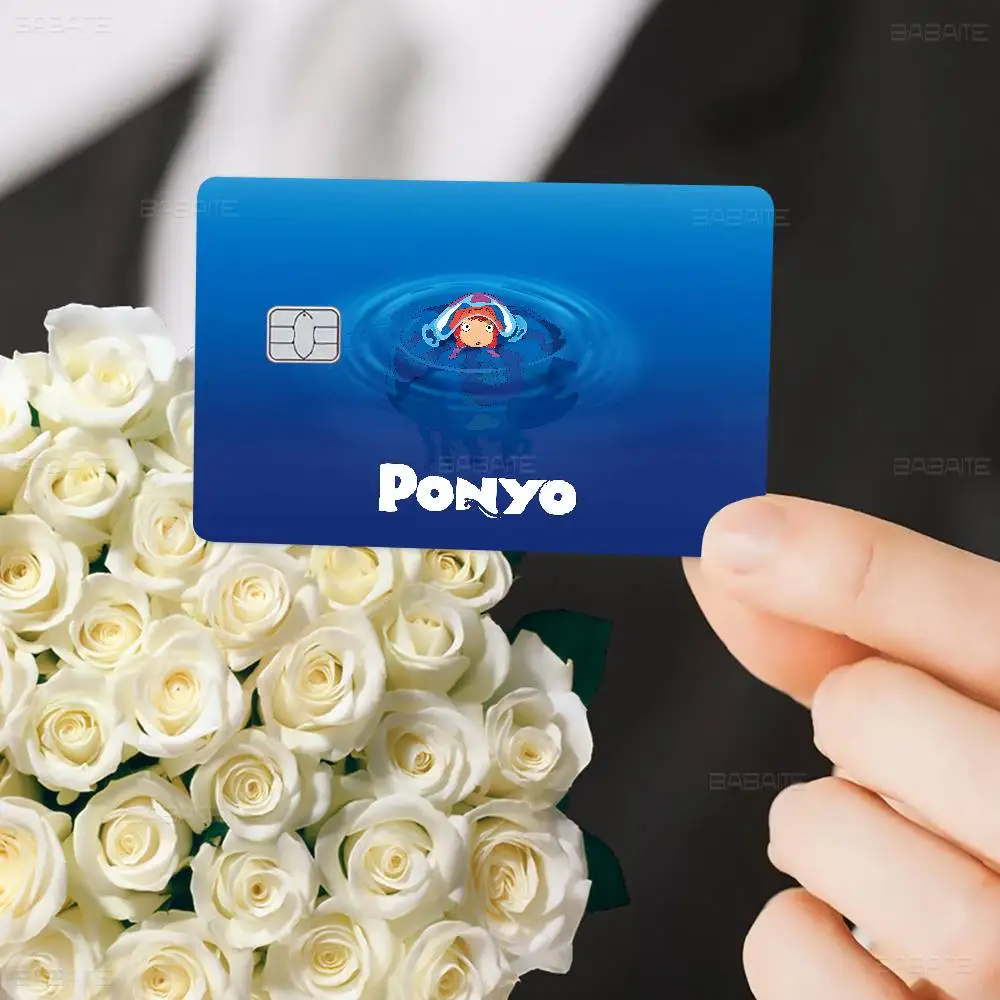 Cute P-Ponyo Movie On The Cliff Anime Diy Credit Debit Card Sticker Sticker Decoration Waterproof Small Chip Card Skin Sticker