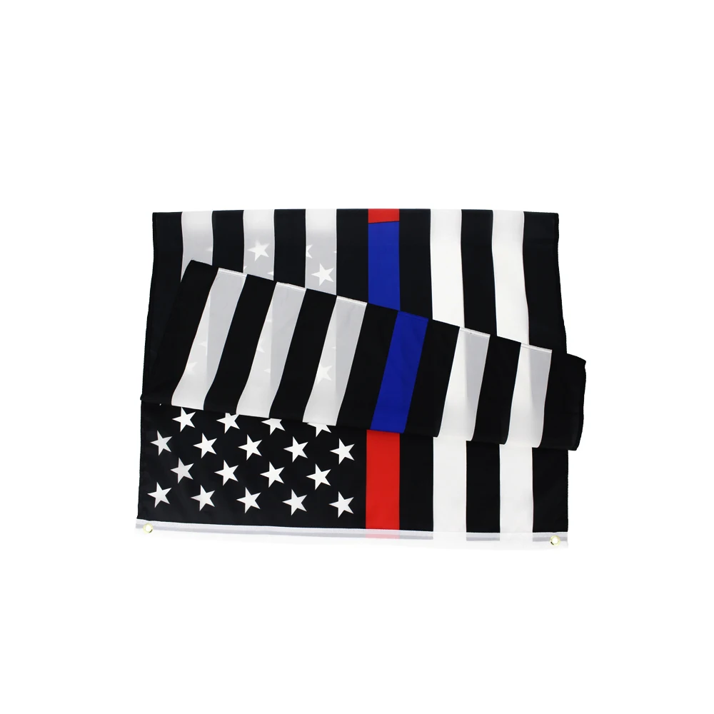 90X150CM Thin Dual Grey Red Black and White Green Blue Line American Flag for Police Officers Firefighters Firs Responders