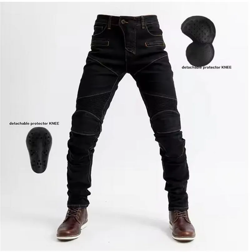 

Новые мотоциклетные черные, синие мужские модные брюки, обновленный удлинитель, съемные повседневные джинсы для гонок на четыре сезона