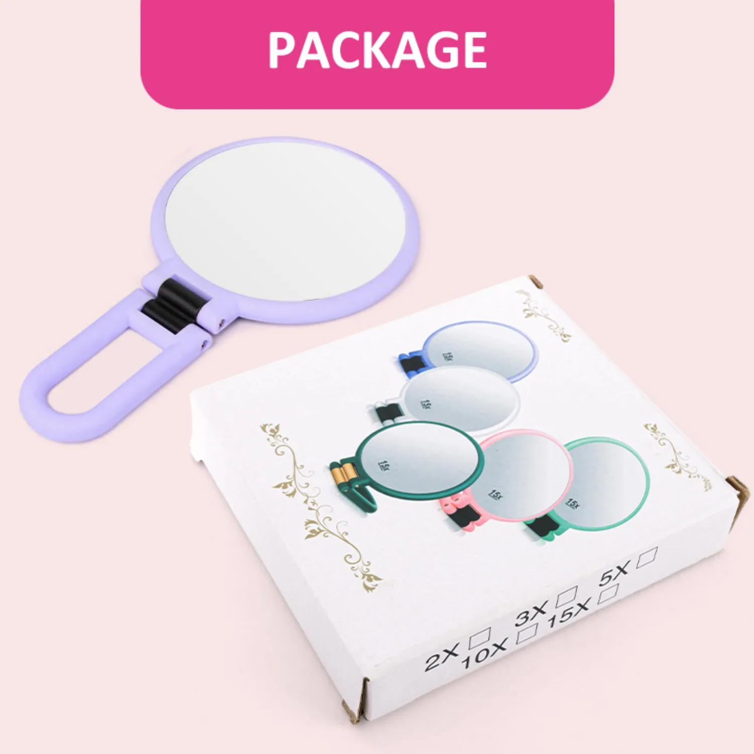 10X Magnification Travel Mirror, Dual-Sided Portable Makeup Mirror, Lightweight Foldable Vanity Mirror with Stand, Handheld & Ha