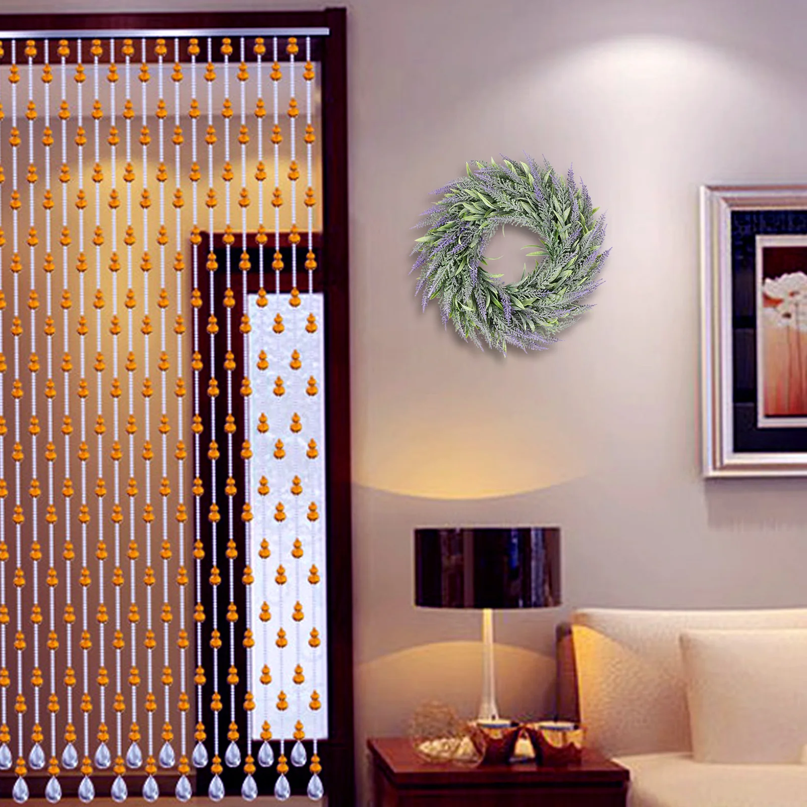 

1Pcs Simulation Delicate Lavender Wreath Hanging Garland Party Indoor Outdoor Floral Decoration Floral Wreath Lavender Hanging