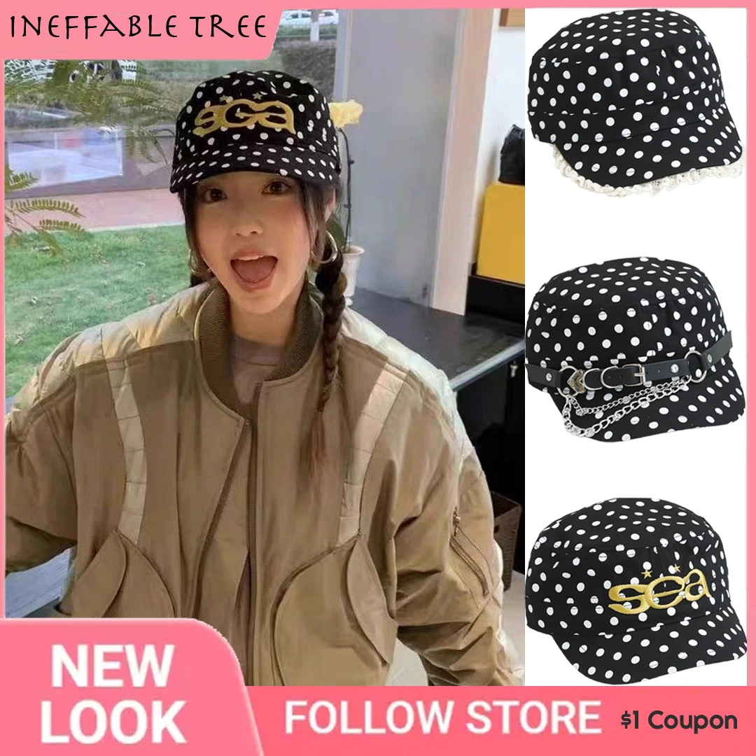 Gorras de Béisbol con Letras de Colores Estilo Americano para Hombre y Mujer, para las Cuatro Estaciones, Protección Solar, Versátiles, con Puntos, Gorras Kpop