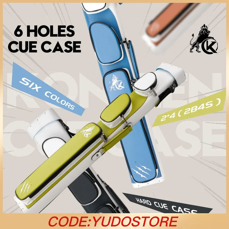 

KONLLEN Billiard Cue case with 6 Holes and 2*4 Cue Case 2 Butts 4 Shafts Pool Cue Hard Cue Bag for Billiards Accessories