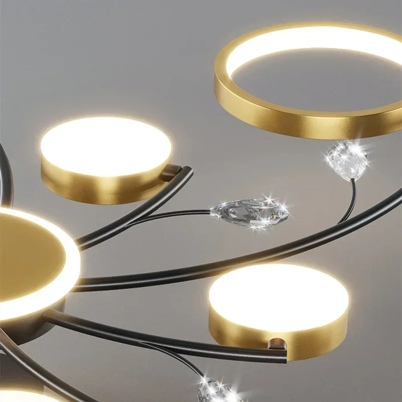 Imagem -06 - Luminária de Teto Nórdica Moderna para Decoração de Casa Preto e Dourado Criativa e Luxuosa Sala de Estar