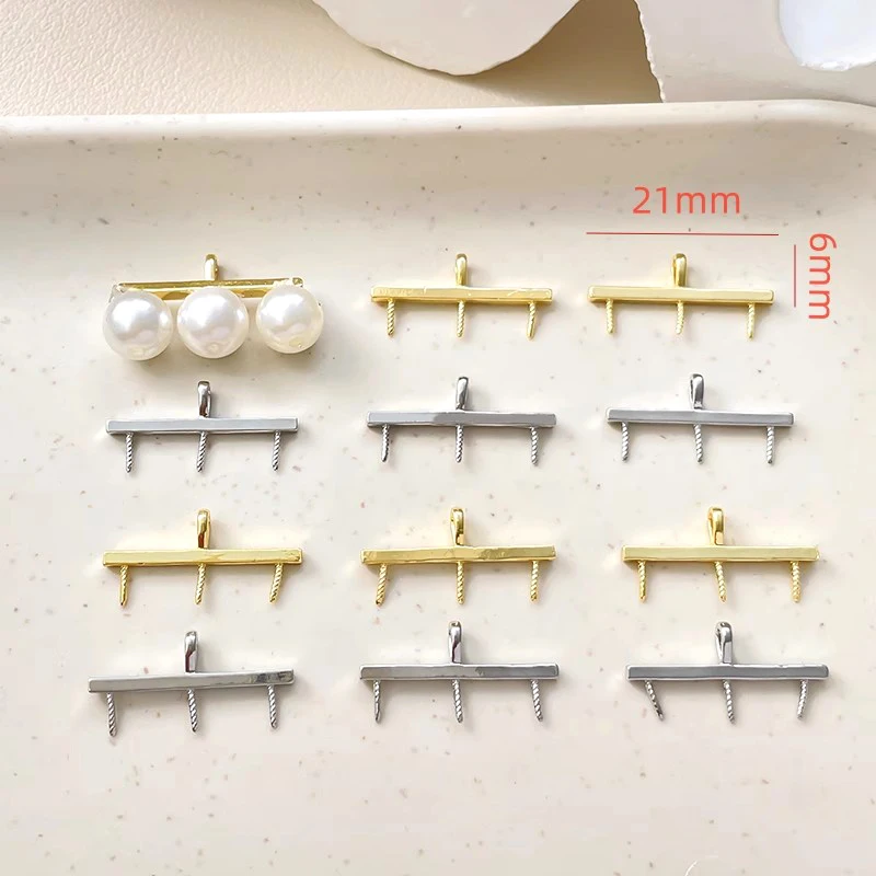 3 Pieces  Brass Gold-plated Balance Wood Insertable Pearl Pendant  DIY Production of Fashionable Jewelry Accessories Materials