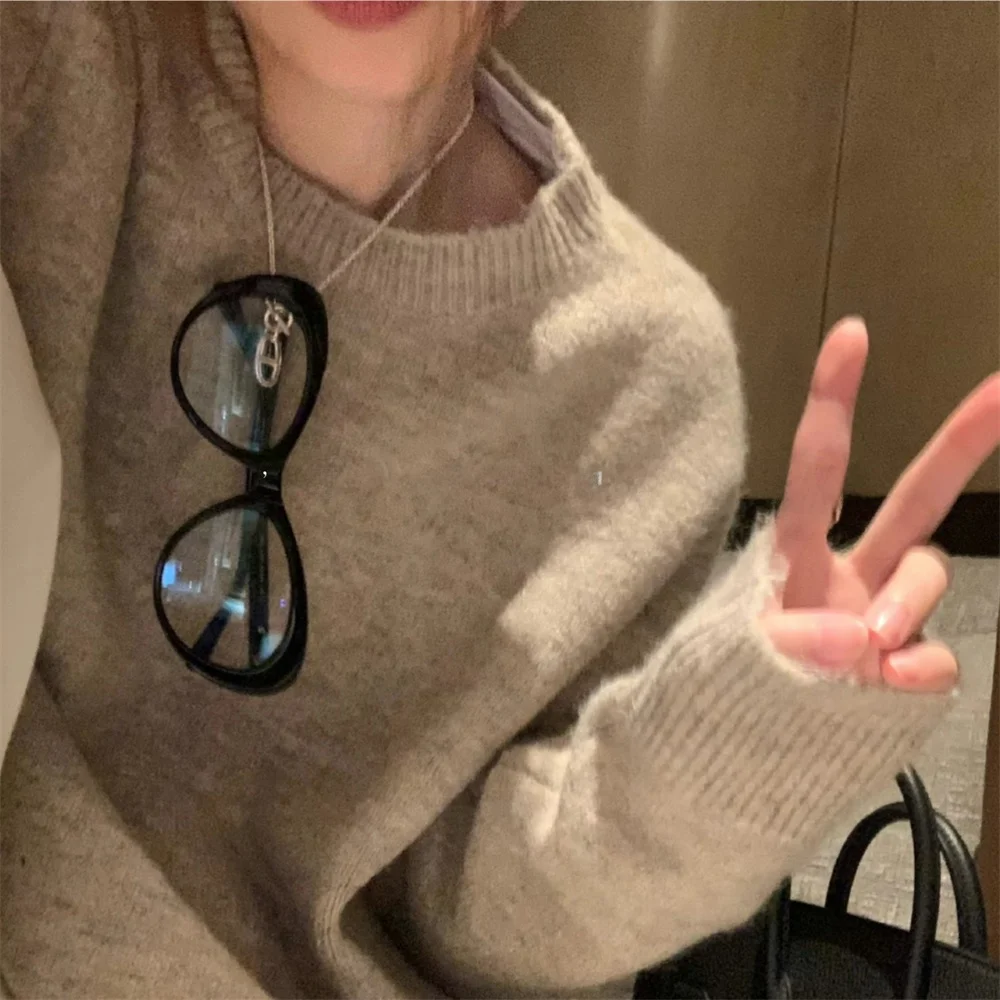 

Мягкий уютный бархатный вязаный свитер с медведем, женский однотонный длинный свитер с высоким воротником, обычный тонкий зимний модный свитер