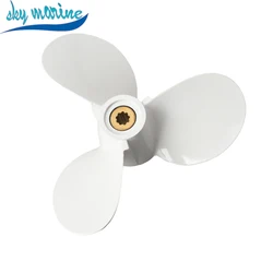 6E0-45941-01-El Aluminum Alloy Outboard Propeller 7 1/2X8-Ba For YAMAHA 4-6Hp 3 Blades 9 Spline Tooth White R Rotation