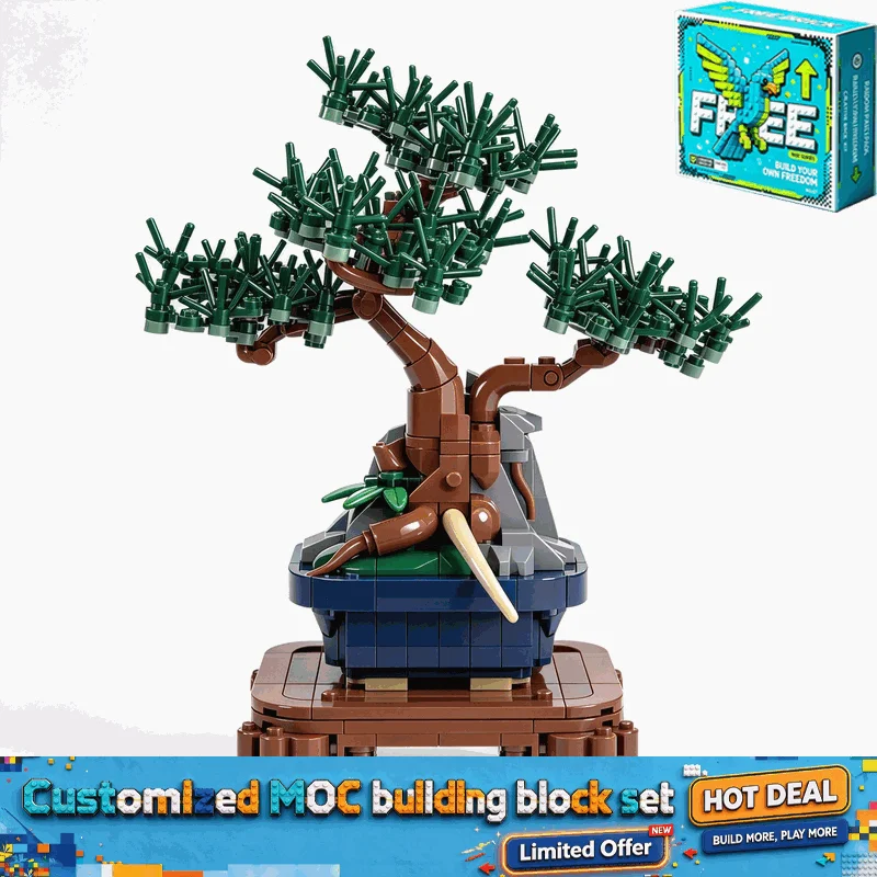 1506Pcs Bonsai Collection Building Blocks Mini Tree Plant Model Oriental Garden Home Decor Assembly Display Creative Gift Set