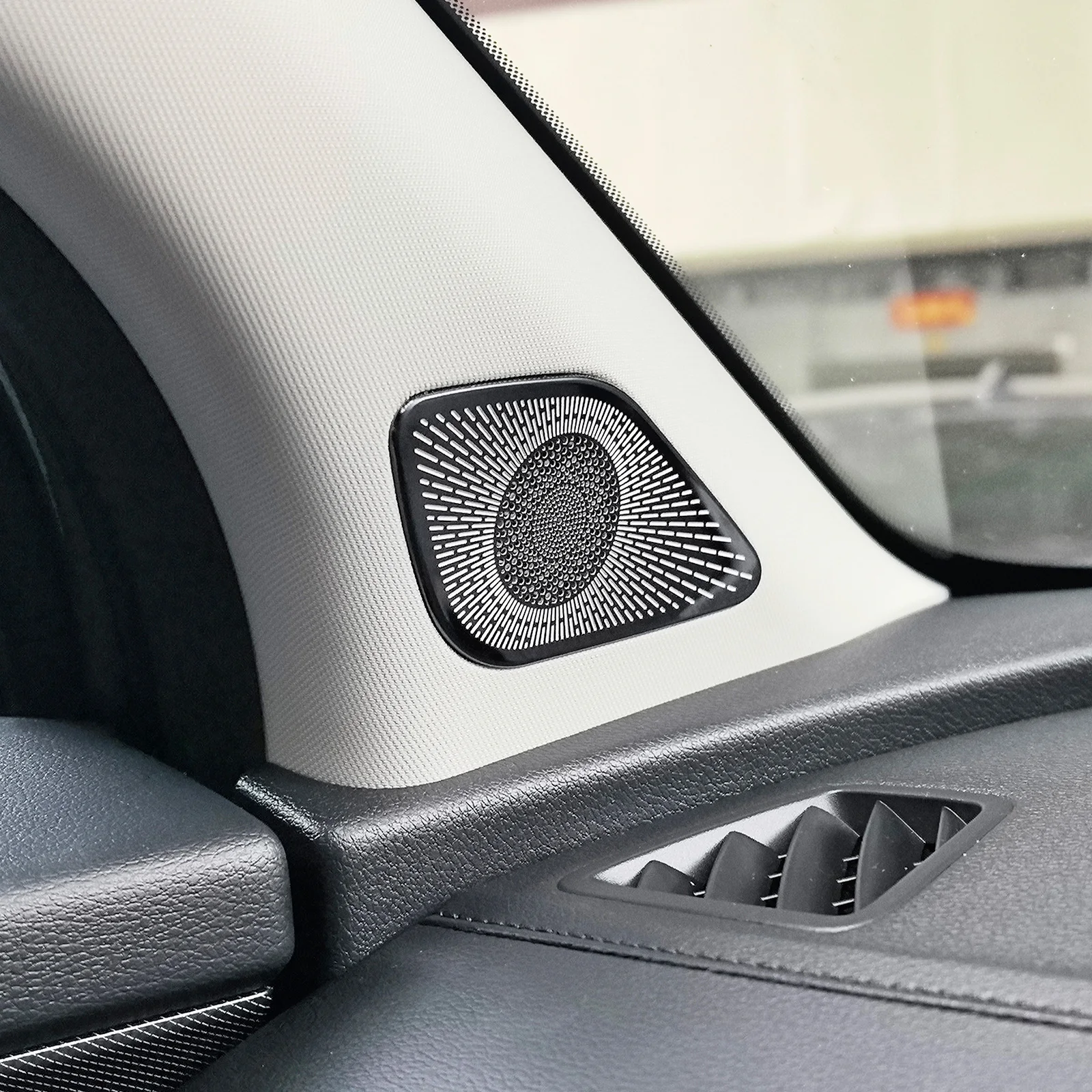 Schwarz Edelstahl Tür A-Säule Hochtöner Lautsprecher Abdeckung Trim Für Kia Sportage NQ5 2022-2026 Innen Zubehör