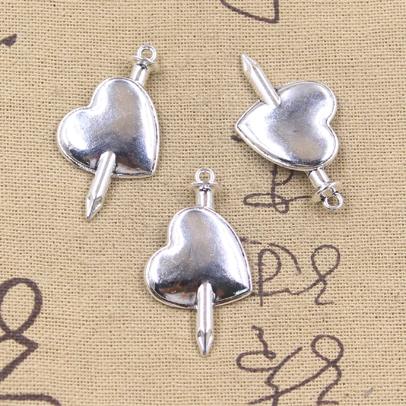 12pcs Charms A Sword Piercing Through The Heart 38x21mm Antique Silver Color Pendants Tibetan Findings DIY Handmade Making Craft