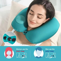 Inflatable U-Shaped Pillow Inflatable Foldable Neck Pillow For Travel Aircraft Compression-Type Inflatable Neck Support Pillow