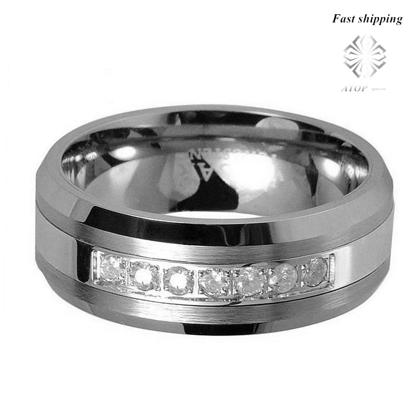 خاتم التنغستن 7 تشيكوسلوفاكيا مركز مصقول وتلميع مريح مناسب لمجوهرات الزفاف للرجال #3