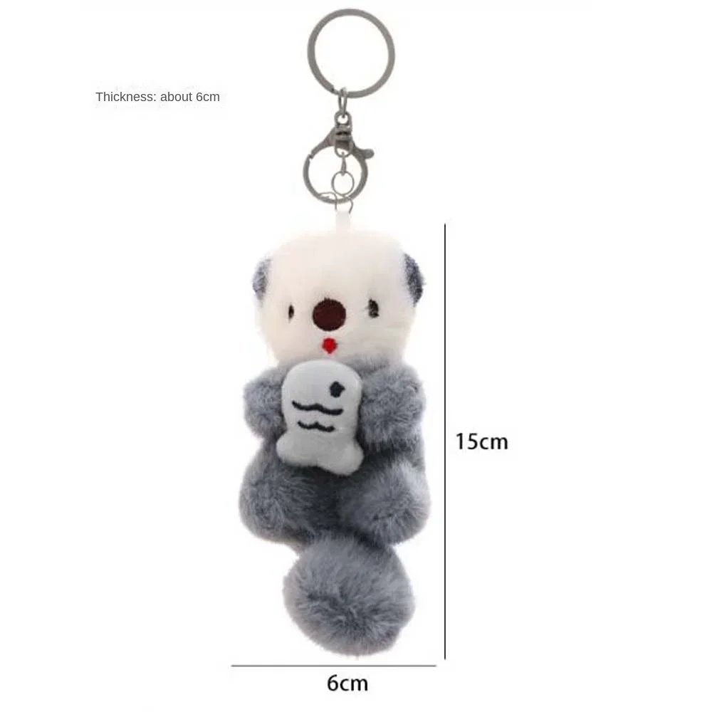 Animali bambola cartone animato lontra portachiavi decorazioni morbido farcito peluche borsa ciondolo borsa chiavi appese accessori portachiavi oter