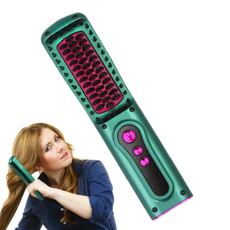 

Mini Cordless Hair Straightener Heated Hair Straightening Brush Battery Operated Fast Heating Cordless Hair Straightener Brush