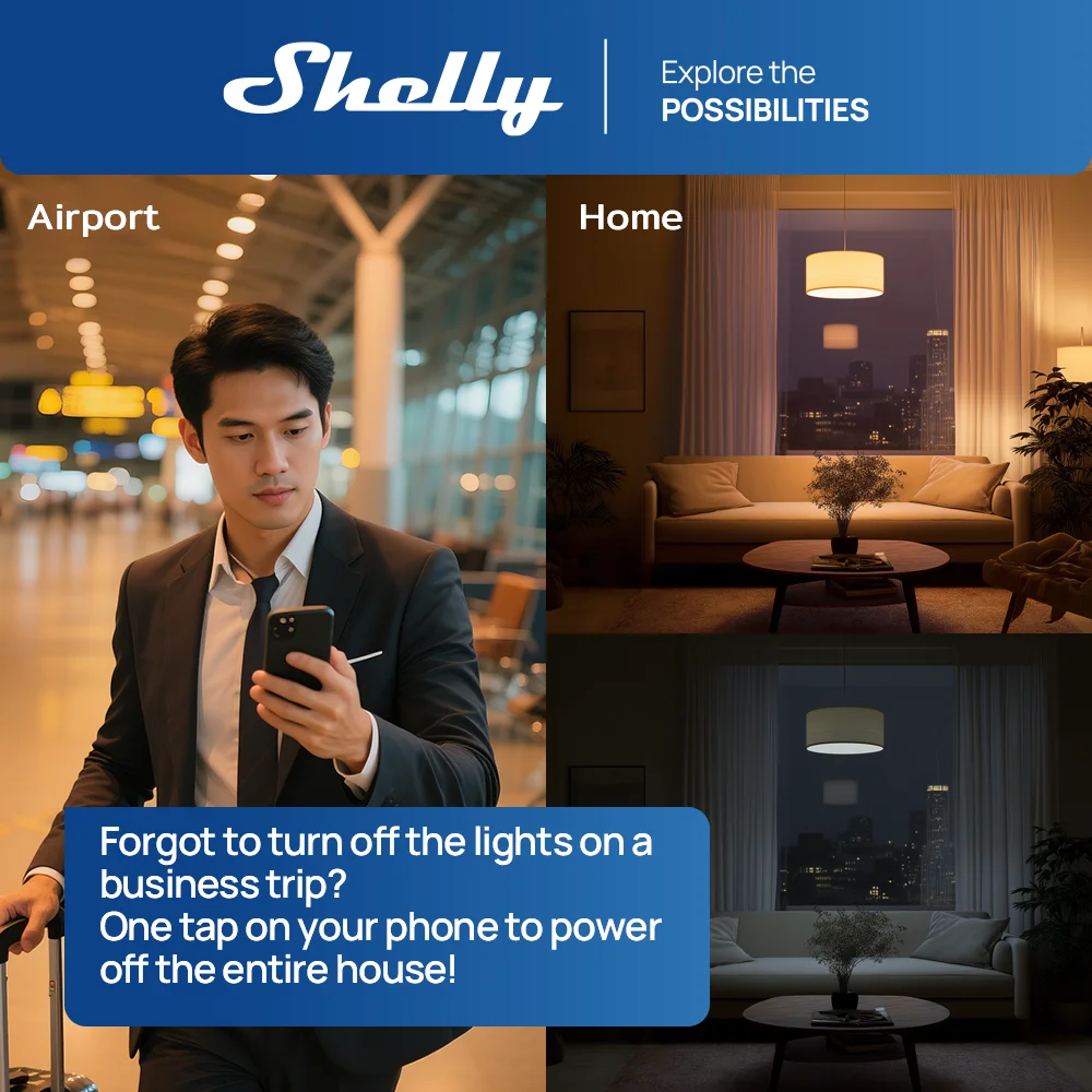 Shelly 1 Mini Gen3 WiFi Smart Switch Matter 8A Automate Lights Garage Door Irrigation System Small Electrical Appliance Home