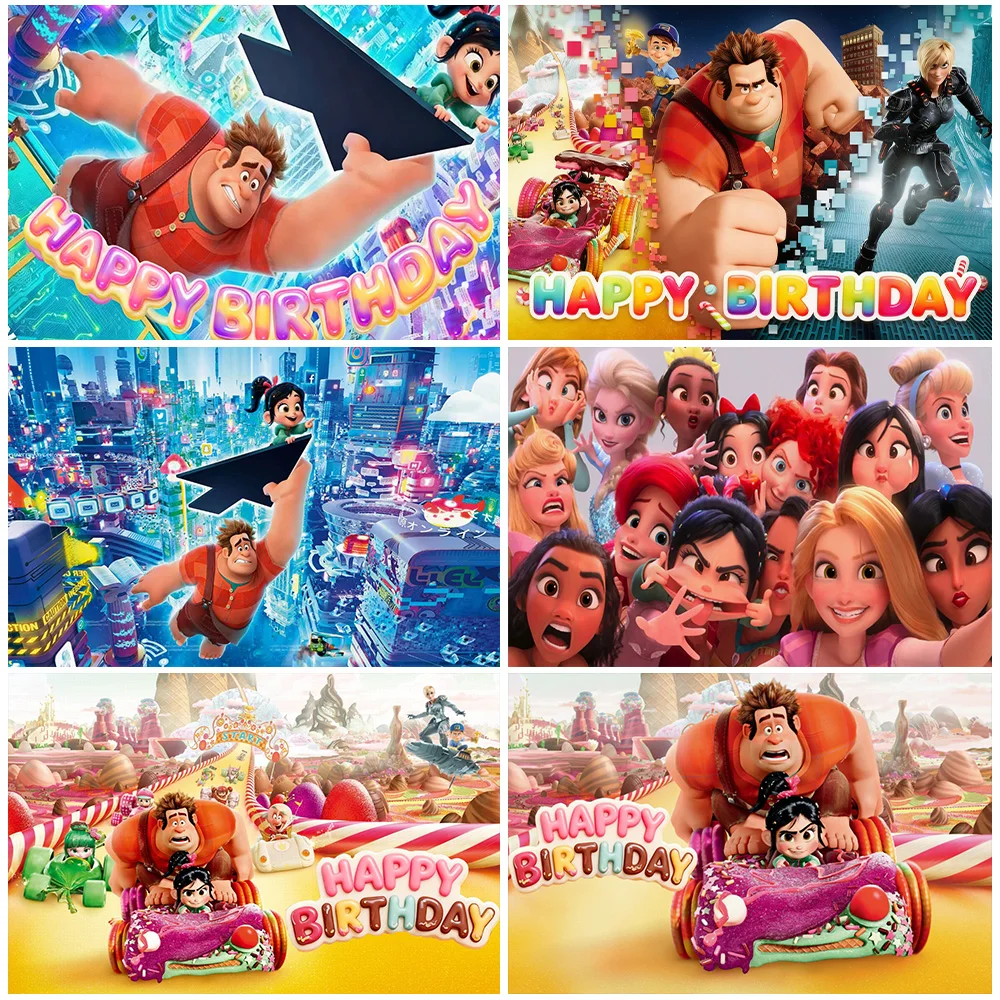 

Disney Wreck-It Ralph Theme Birthday Party Photography Backdrop Princess Backdrop Child Party Decoration Supplies Girl Gifts