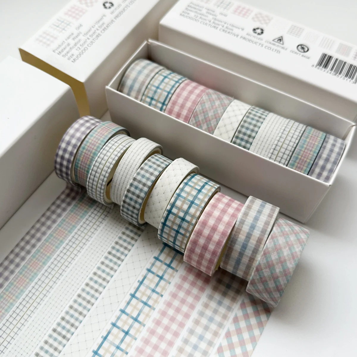 10 pcs/pack Retro Grid Washi Tape Set Decoration Sticker Scrapbooking Diary Adhesive Masking Tape stationery school supplies