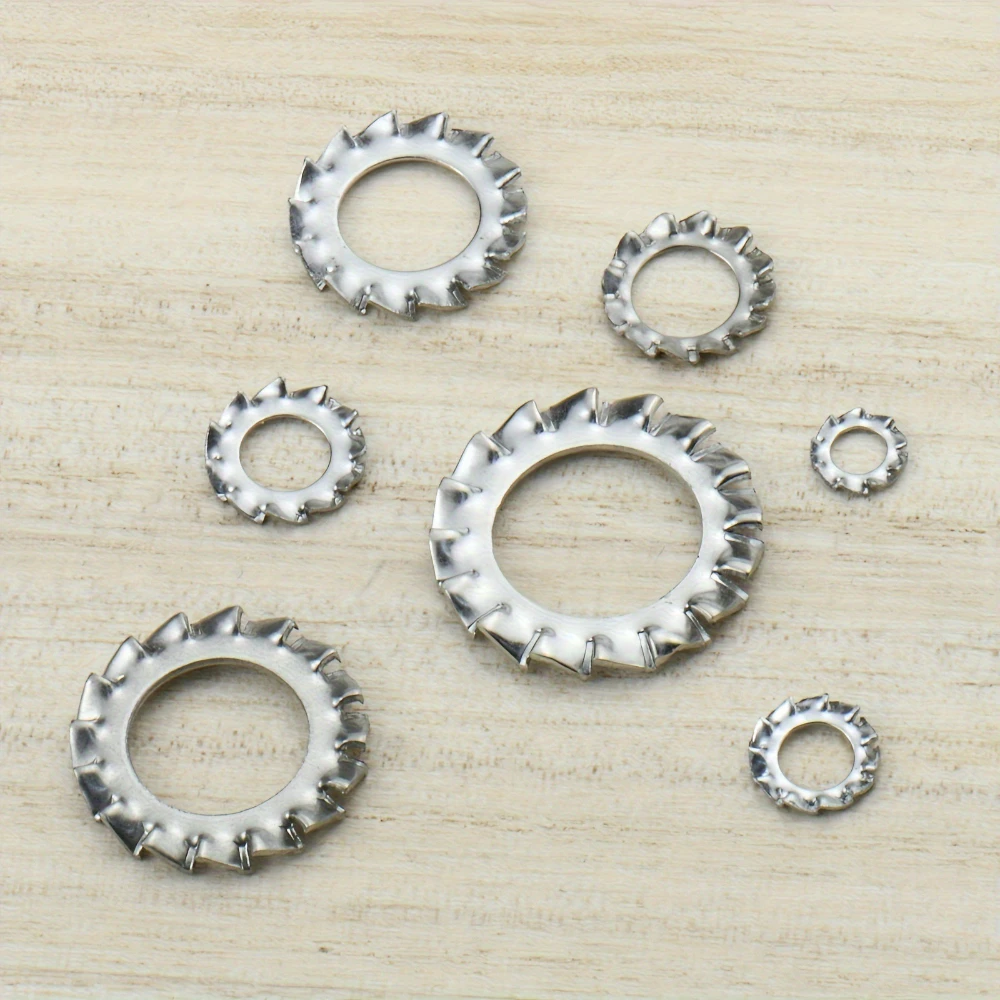 Assortimento di rondelle di bloccaggio a stella multi-dente esterne in acciaio inossidabile da 160 pezzi Guarnizione seghettata esterna in acciaio inossidabile M3 M4 M5 M6 M8 M12