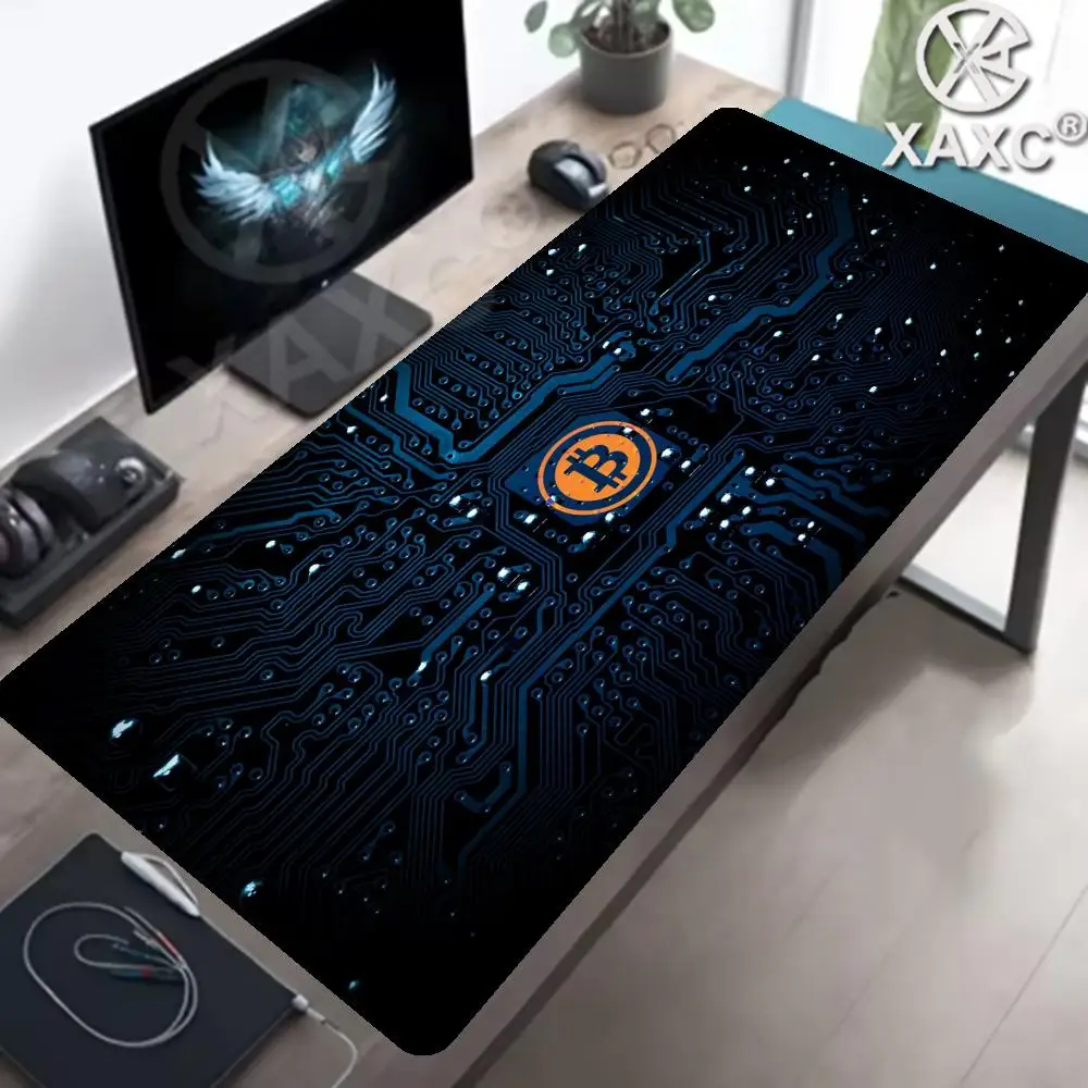 

Bitcoin Mouse Pad Gaming Large HD Mousepad Anti-slip Rubber mouse mat Computer Gamer Desk Mat Stitched Edge Black gamer XAXC