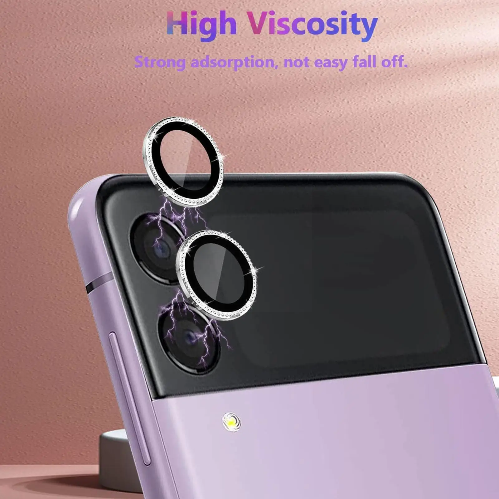 Bling Diamond Alloy Camera Tempered Glass Protector for Samsung Galaxy Z Flip 4 Flip4 Metal Lens Film Cover Locator 20 T3S4