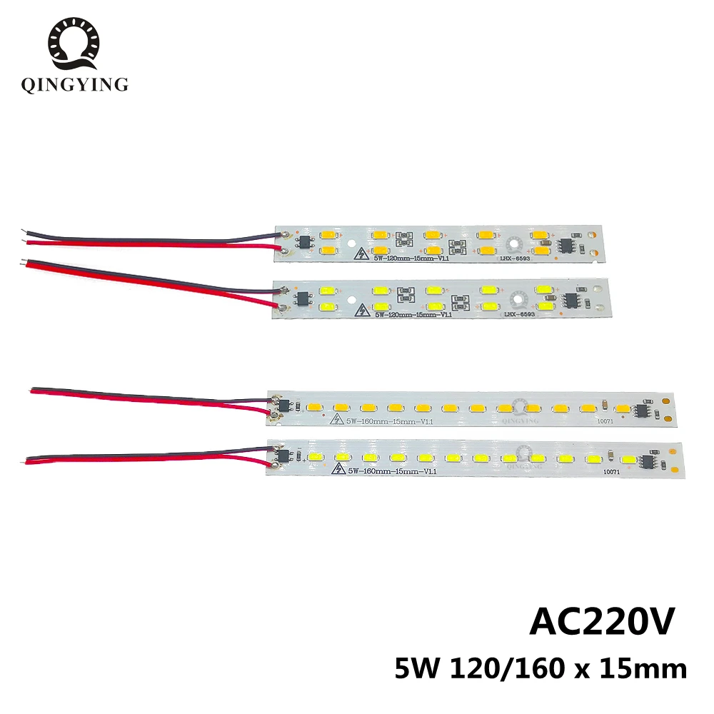 

10pcs AC220V SMD5730 LED Bar 5W 120mm 160mm 3000K 6500K Warm White/White For Kitchen Under Cabinet Hard Strip Table Lamp