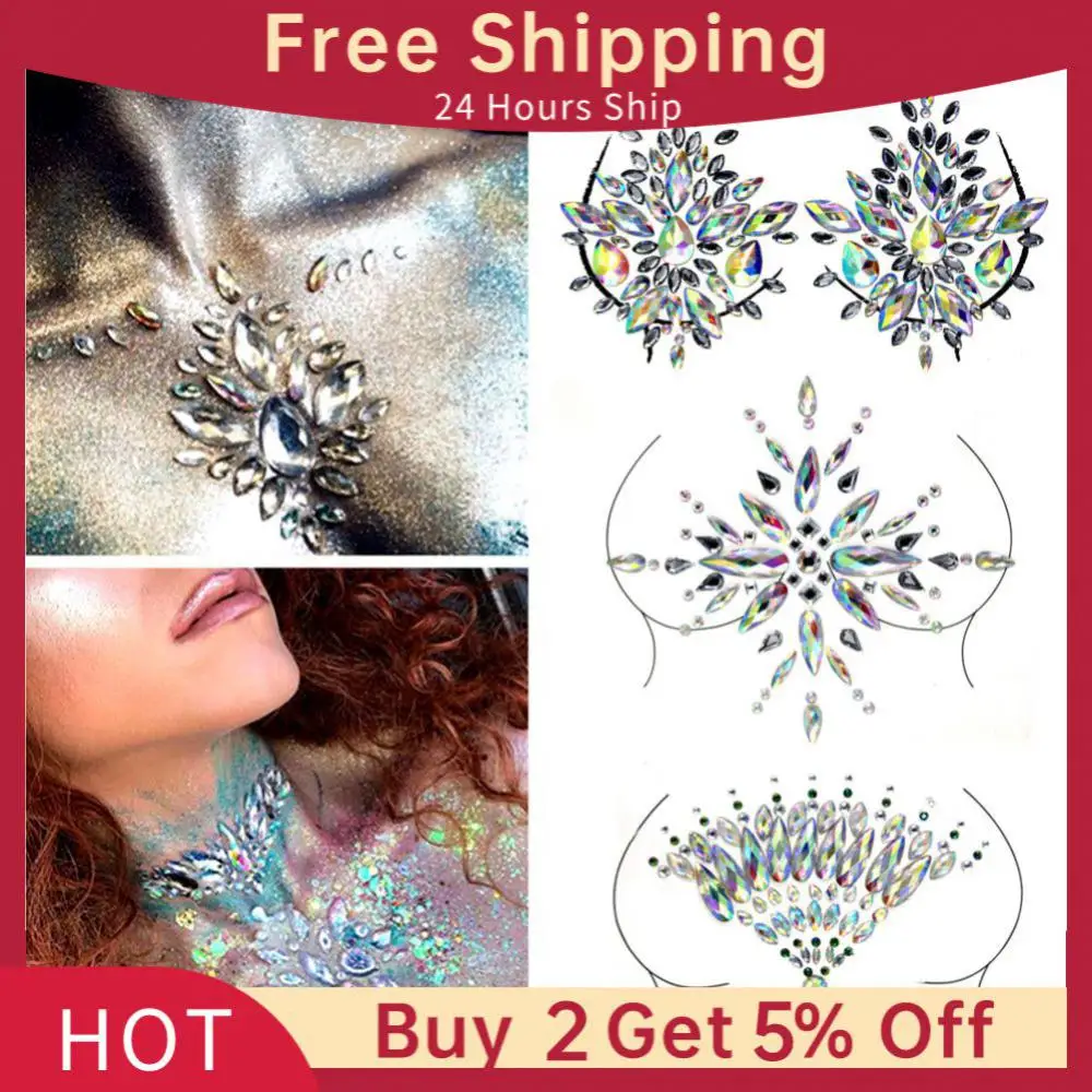 Nipple Cover Crystal Bra Stickers Adhesive Diamond Beads Breast Pasties Shiny Tattoo Sticker Bra Accessories Bra Pad Stickers