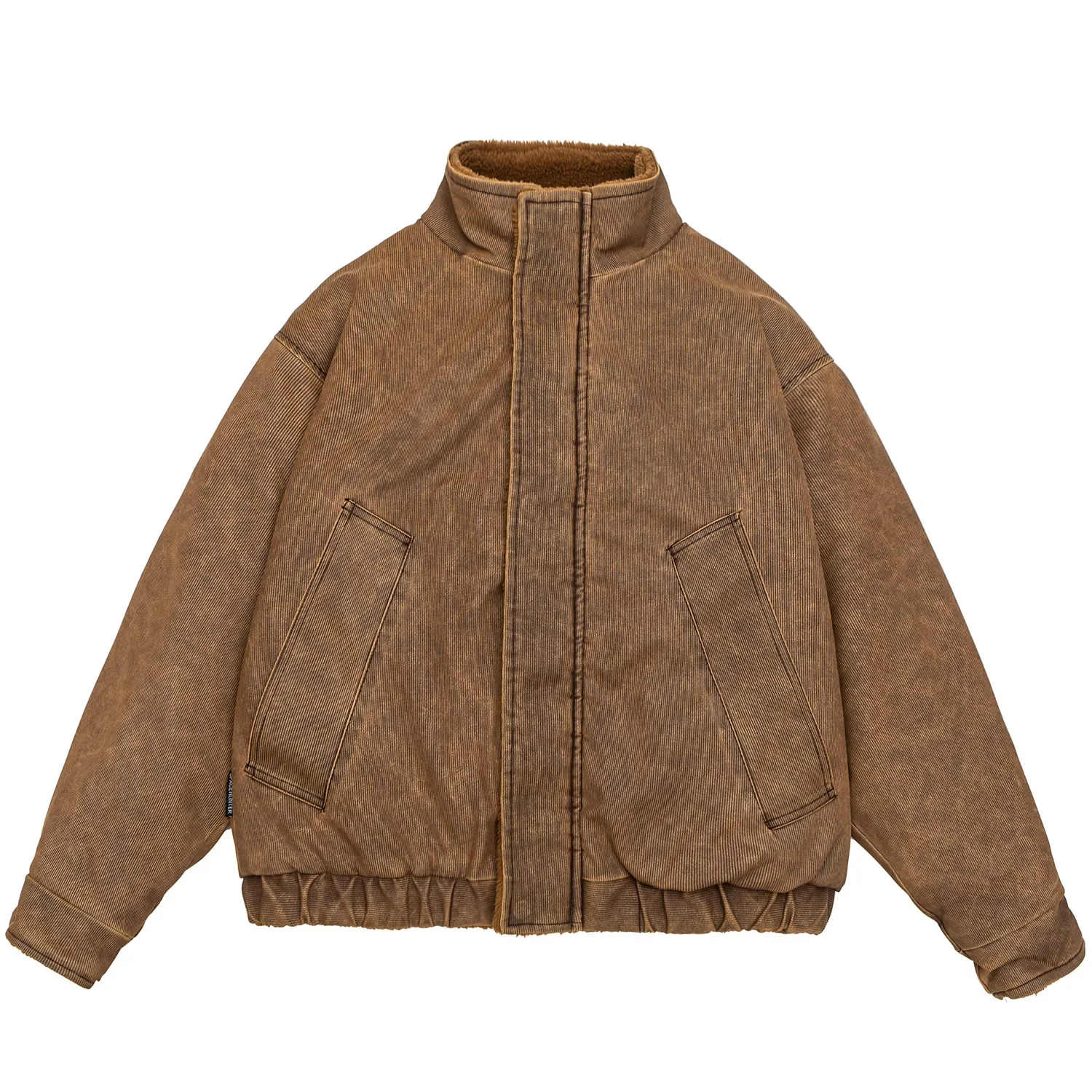 Polar Fleece Jacket Men Winter High Quality Thick PU leather Jacket Korean Streetwear Loose Couple Trendy Warm Coat Male