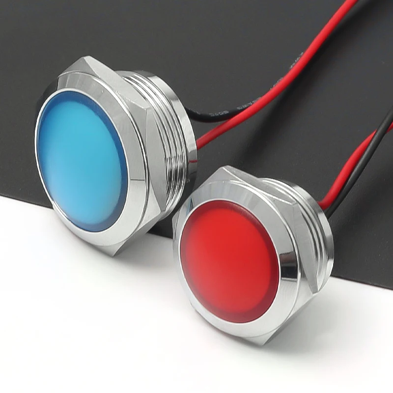 12mm 16mm 19mm 22mm Waterproof Metal Spherical Round indicator Signal Lamp with wire LED Red Yellow Blue Green White 6V 24V 220V