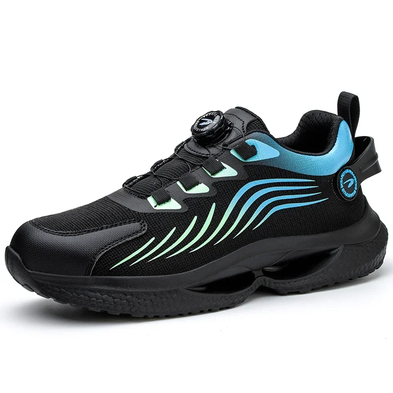 

Новинка 2023 года, защитная обувь, мужские рабочие кроссовки с вращающейся кнопкой, мужская обувь со стальным носком, модная защитная обувь, устойчивые к проколам ботинки