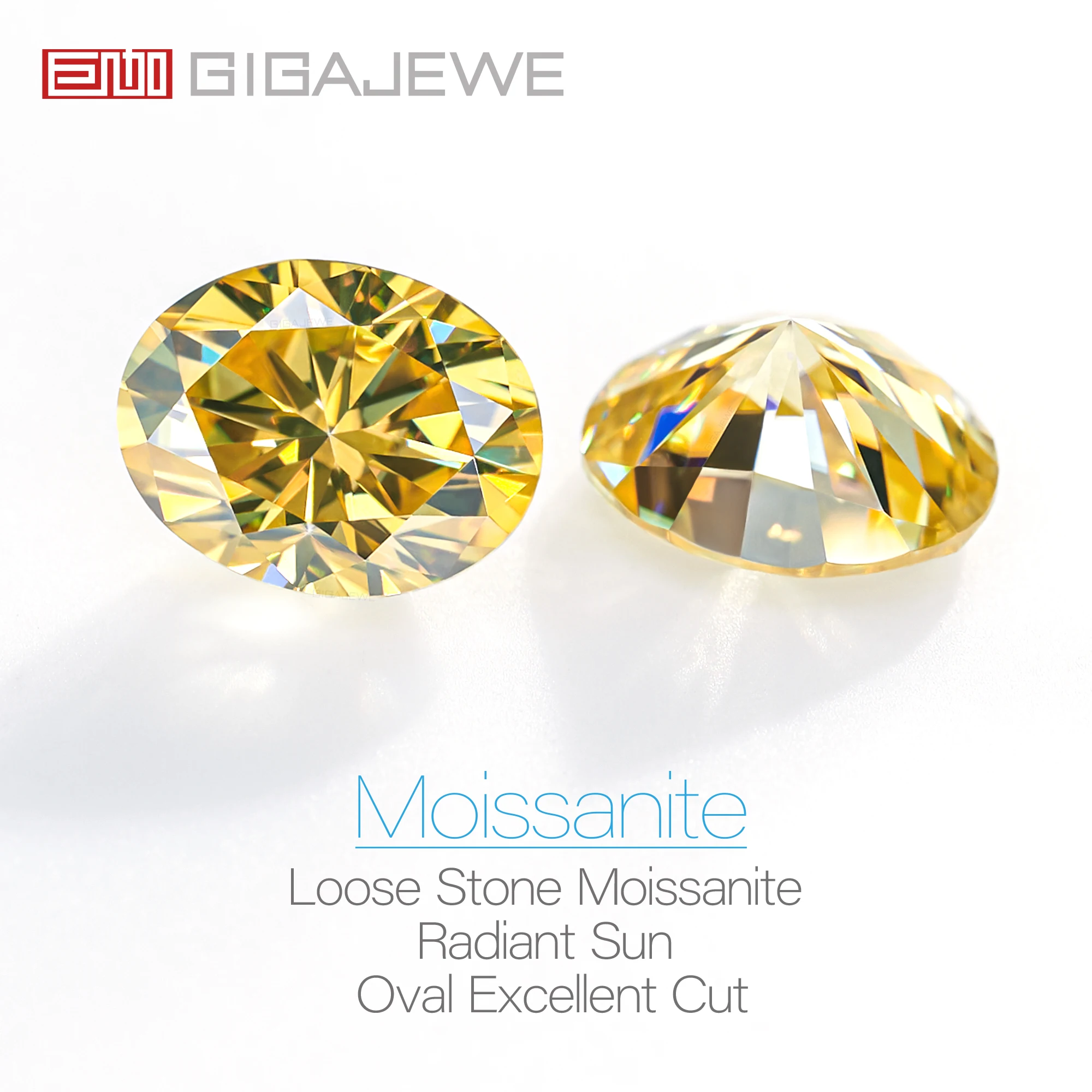 GIGAJEWE Moissanite Oval Cut NovaColor Radiant Sun VVS1 Premium Gems Loose Diamond Test Passed Gemstone For Jewelry Making