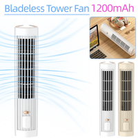Bladeless Tower Fan USB Rechargeable 3 Speed Portable Desk Fan Electric Table Fan Portable Bladeless Fan for Living Room Bedroom