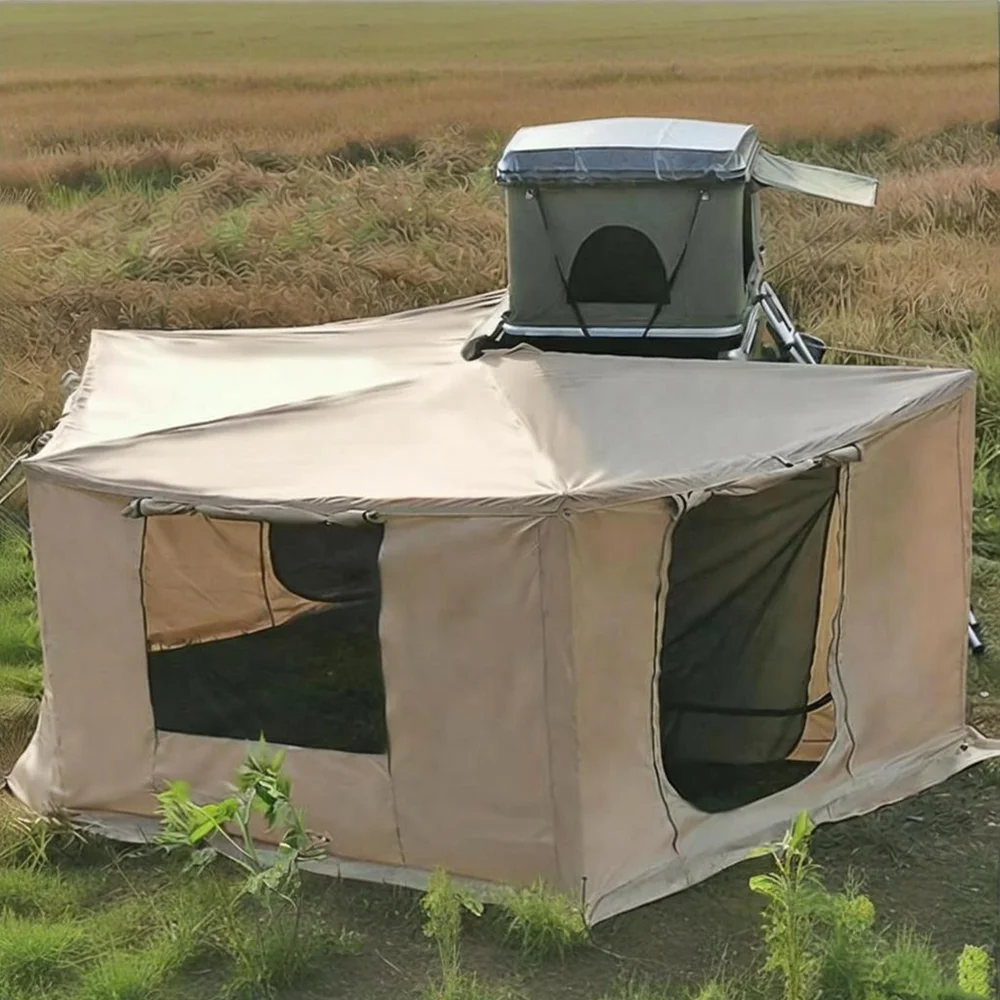 

2M Outdoor Camping Car Shelter 270 Degree Foxwing Awning Retractable Roof Side Awning Canvas Four-Season Quick-Open Annex