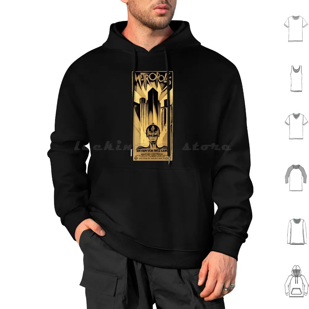 Metropolis Science Fiction Futuristic Cult Movie. German Expressionism Silent Film Art Hoodie cotton Long Sleeve Sci