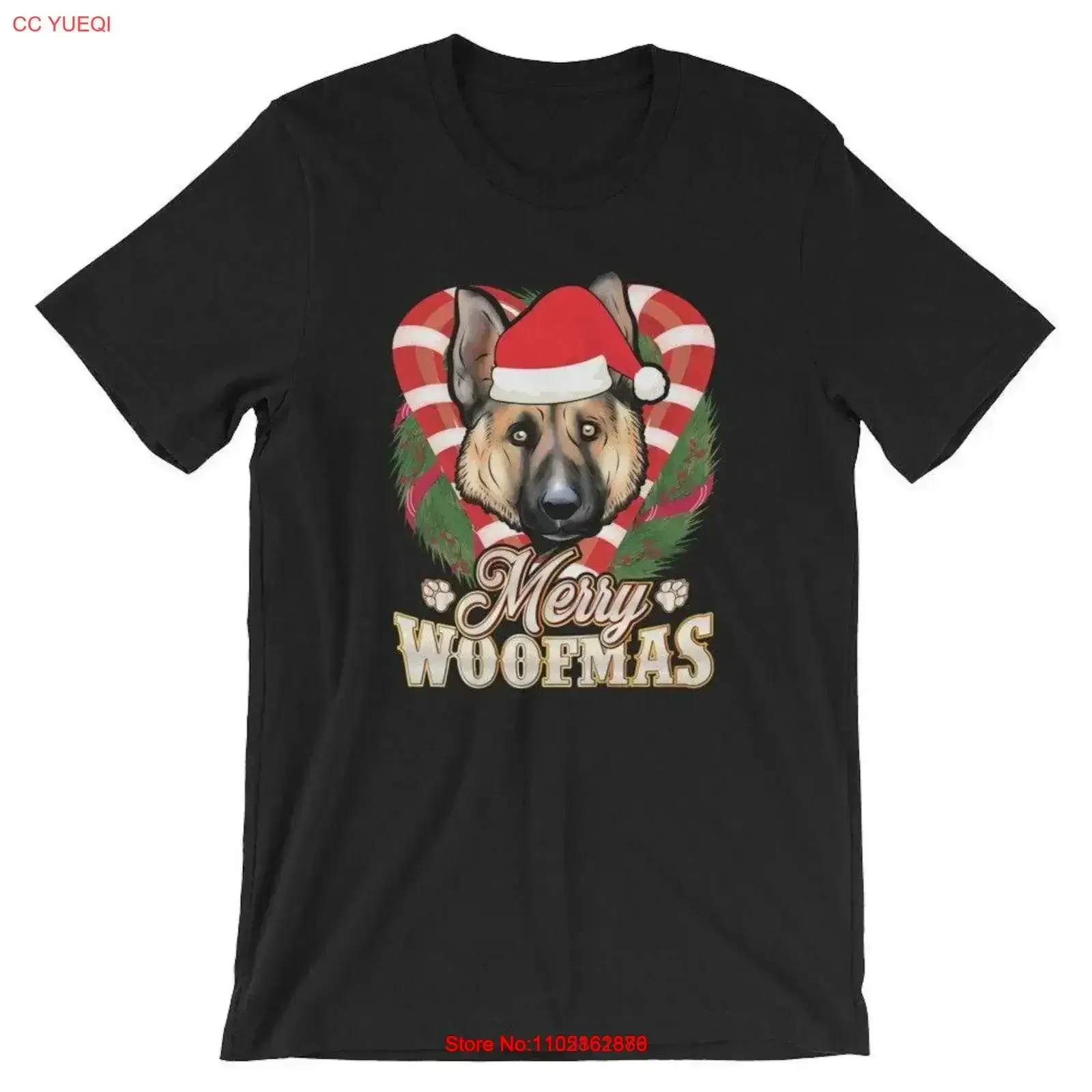 

Merry Woofmas немецкая овчарка с шляпой Санта-Клауса, футболка для любителей собак, рождественский винтажный стираный топ для повседневной носки, домашняя одежда