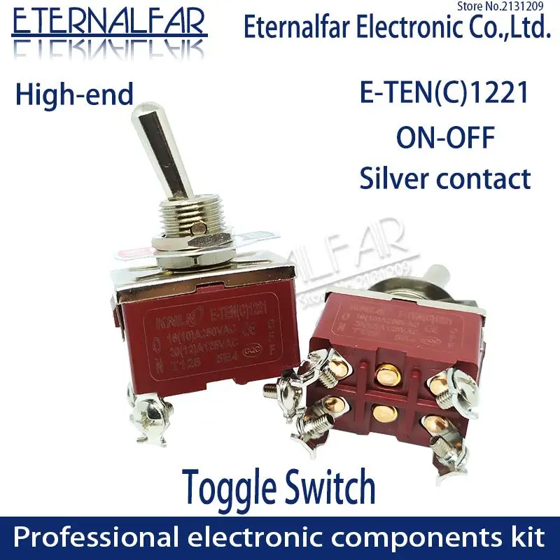 

High-end E-TEN1221 Quality Silver Contact DPST 12MM 16A 250V AC ON-OFF 4Pin Reset Rocker Toggle Slide Switch Waterproof