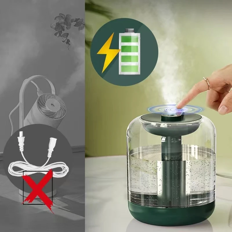 USB Sạc Máy Tạo Độ Ẩm Không Khí Không Dây Hương Thơm Khuếch Tán 2000MAh Pin 1000Ml Umidificador Tinh Dầu Humidificador