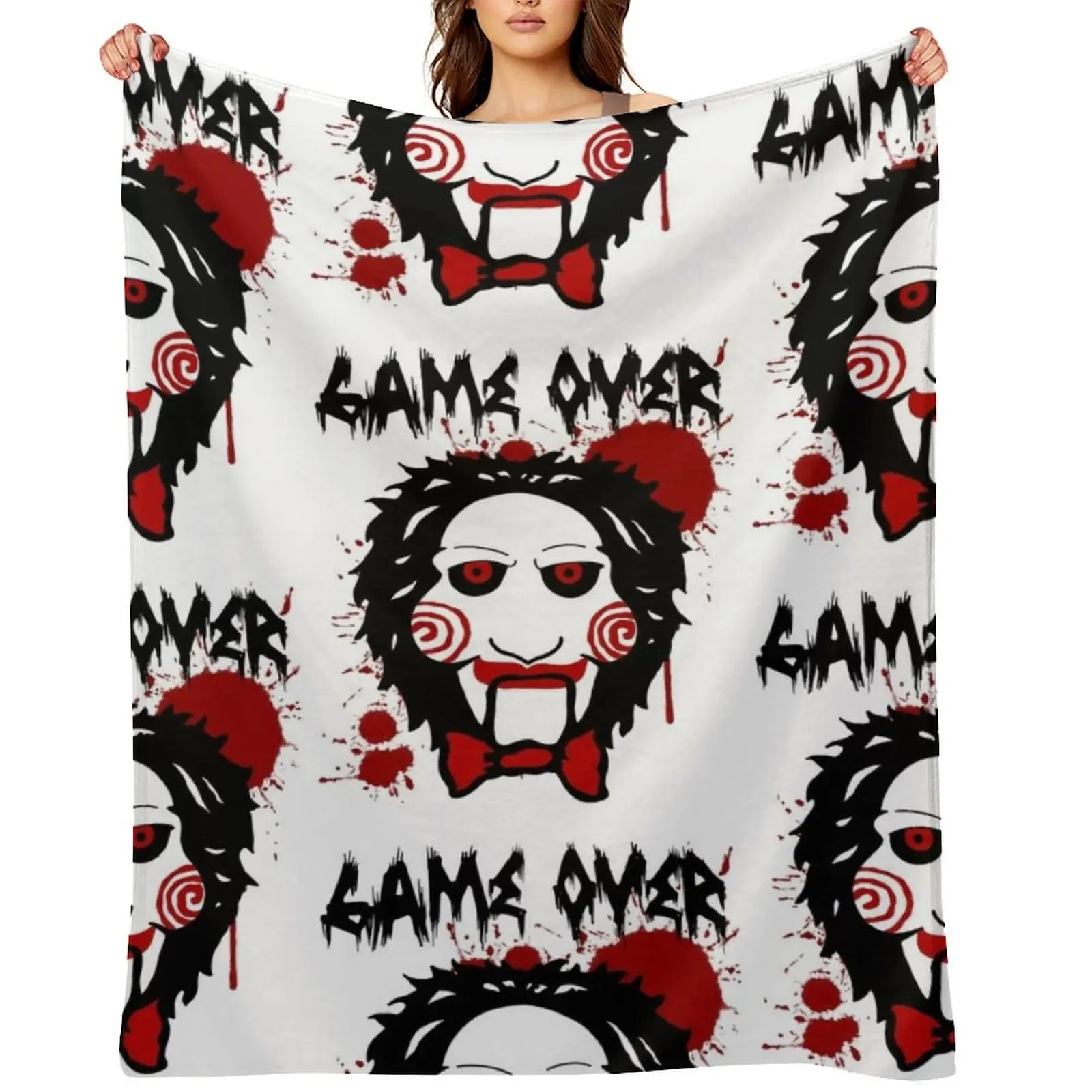 

Billy Puppet Saw Jigsaw Inspired Throw Blanket warm winter anime Loose Soft Plush Plaid Blankets