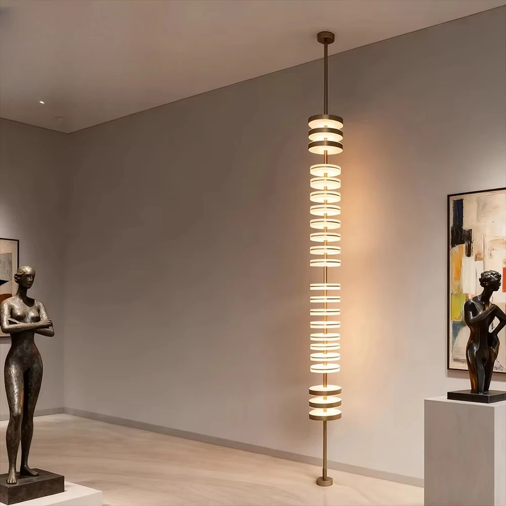 

Luxury antique bronze double lamp holder LED floor lamp acrylic disc lampshade