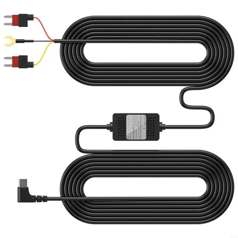 F1CF Dashcam Hard Wire USB Type C 12V 24V to 5V/3A Power Supply for Car Camera with Low Fuses Adapters