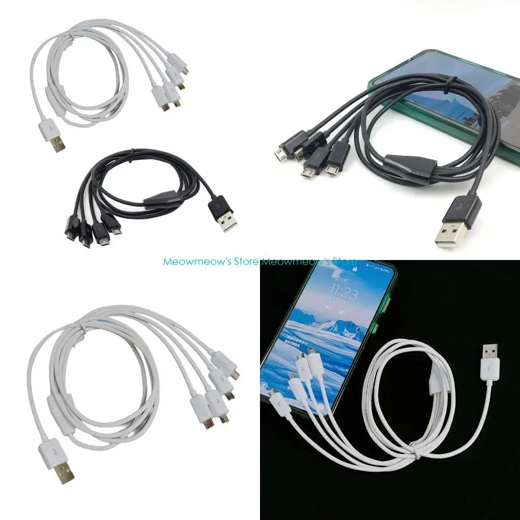 

W91A Micro USB Splitter Cable 4 in 1 USB Male to Micro USB Male Wire Cord