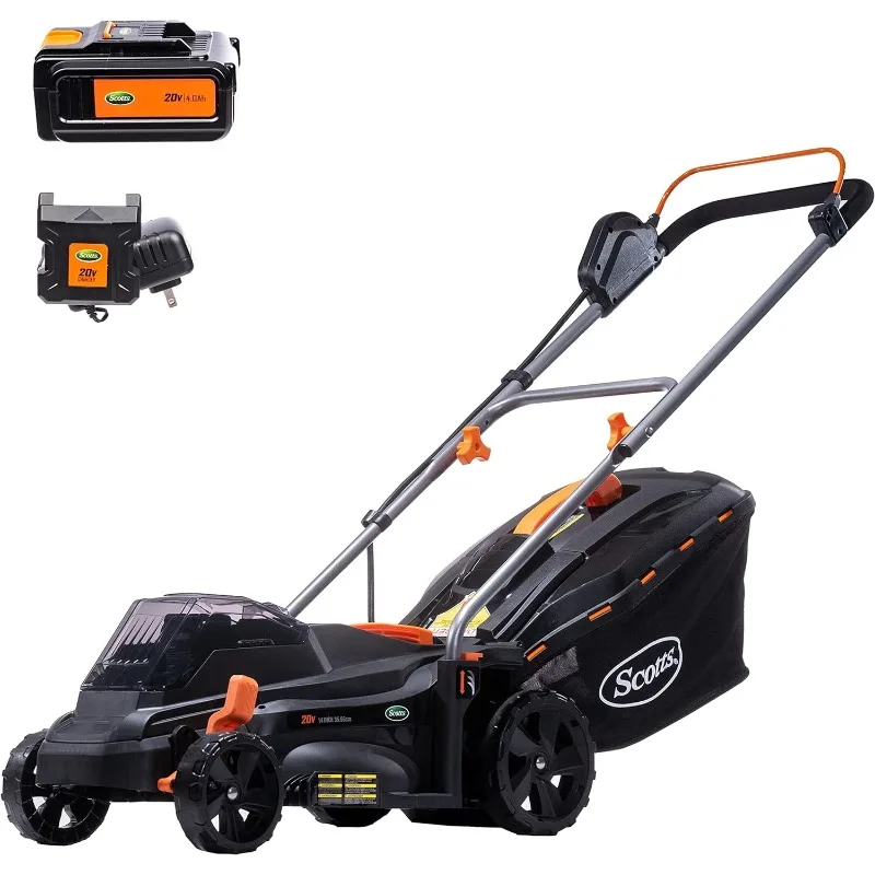 62014S 14-Inch 20-Volt Cordless Lawn Mower, Black