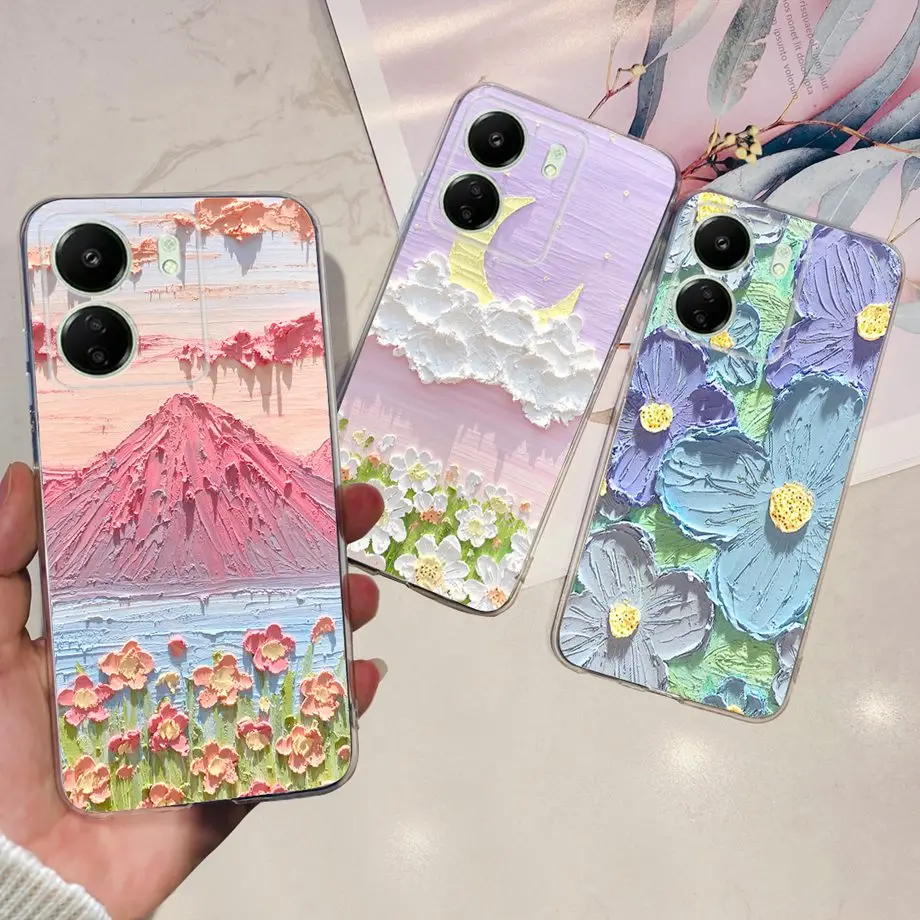 For XIaomi Redmi 13C 4G Case Xiaomi Poco C65 Soft Cover Capas Transparent Silicone Cartoon Child Fashion Print Redmi13C Cases