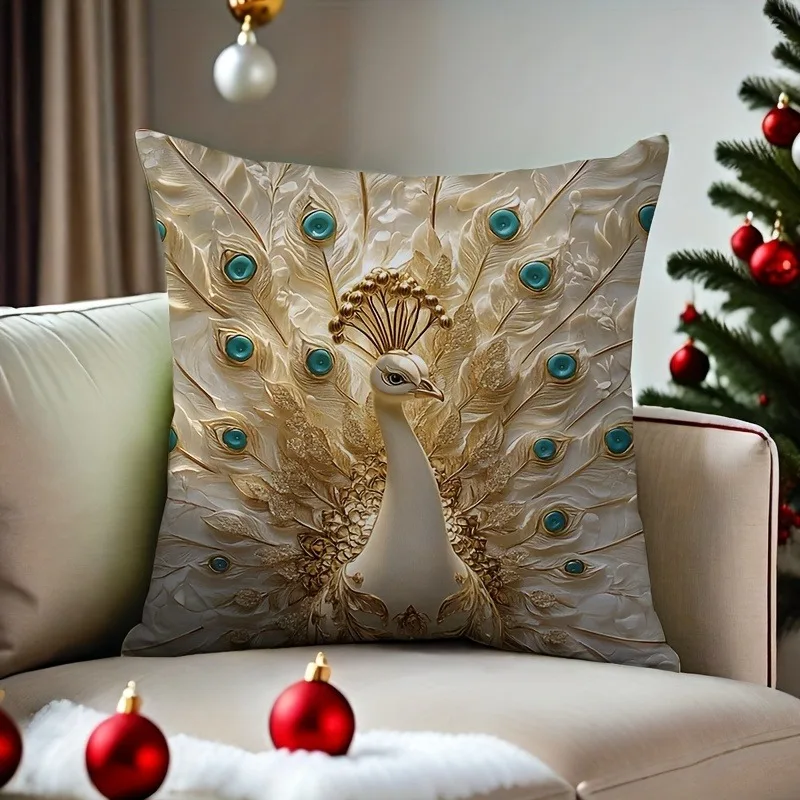 ديكور المنزل رائعة نمط الطاووس الطباعة الرقمية نمط غطاء الوسادة مناسبة لغرفة نوم أريكة غطاء وسادة السيارة