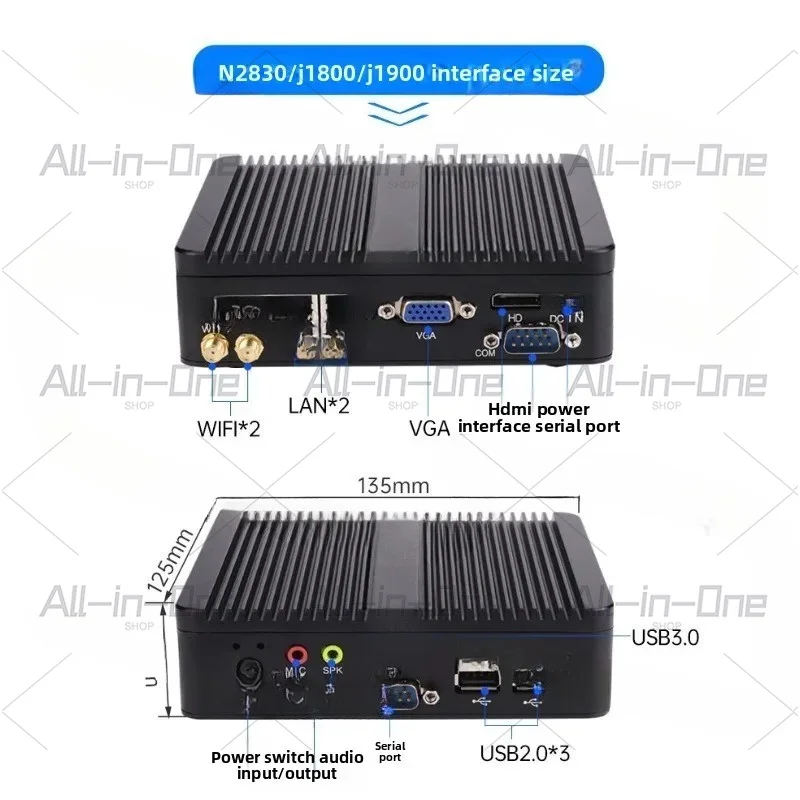 Mini PC Dual Core Dual Ethernet Mini PCIe HDMI VGA Fanless Industrial Computer Windows Linux for IoT