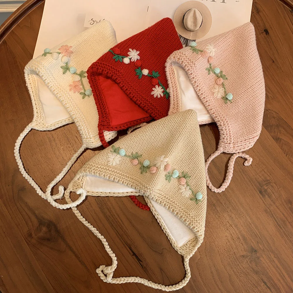 Baby Hat Autumn and Winter Knitted Hat Baby Girl Wool Ear Protector Pullover Hat Cute Baby Pointed Fashion Warm