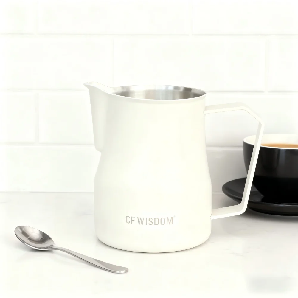 CF WISDOM كرين صنبور إبريق الحليب الغذاء الصف 304 الفولاذ المقاوم للصدأ سهلة صب رافعة صنبور المهنية باريستا الحليب مزبد أداة