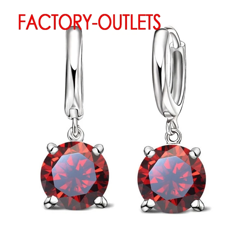 Fast Shipping Genuine 925 Sterling Silver Dangle Earrings CZ Crystal Big Round  Earrings For Women Girls Gift Fashion Jewelry